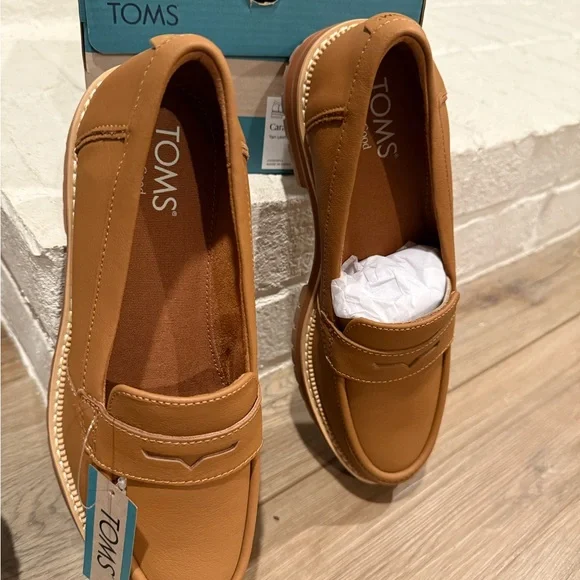 Toms Cara Tan Leather Women's Footwear - Picture 4 of 5